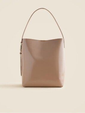 NEW J. Crew Edie Bucket Bag Italian Leather Natural work bag office CB969 $268